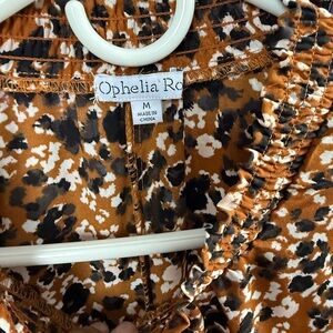 Ophelia Rose Printed Blouse in Rust Leopard
